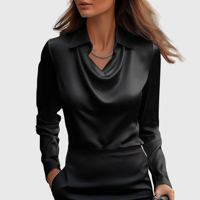 Sylvie | Blusa lucida con collo plissettato