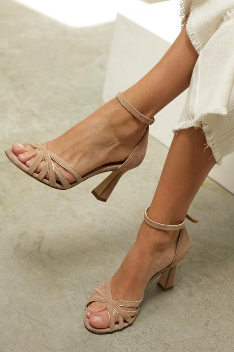 Serena™| Sandali patchwork tacco sottile