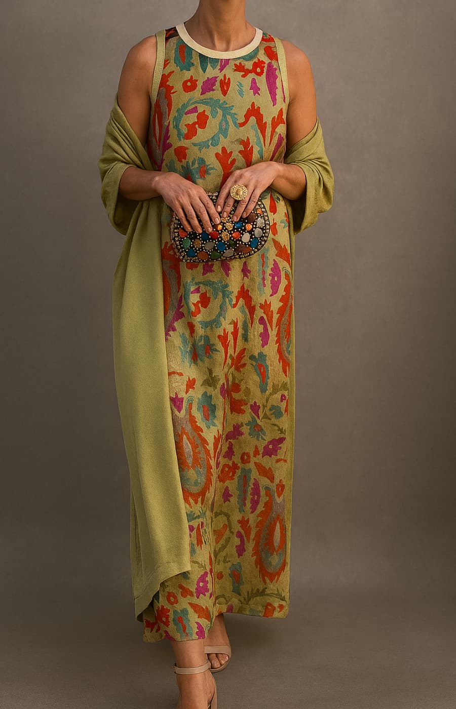 Fiorella | Abito Lungo Elegante con Stola Coordinata