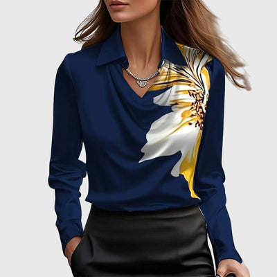 Sylvie | Blusa lucida con collo plissettato