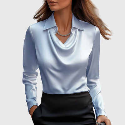 Sylvie | Blusa lucida con collo plissettato