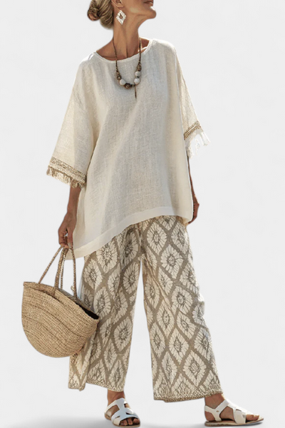 Luna | Completo boho con camicia larga e pantaloni