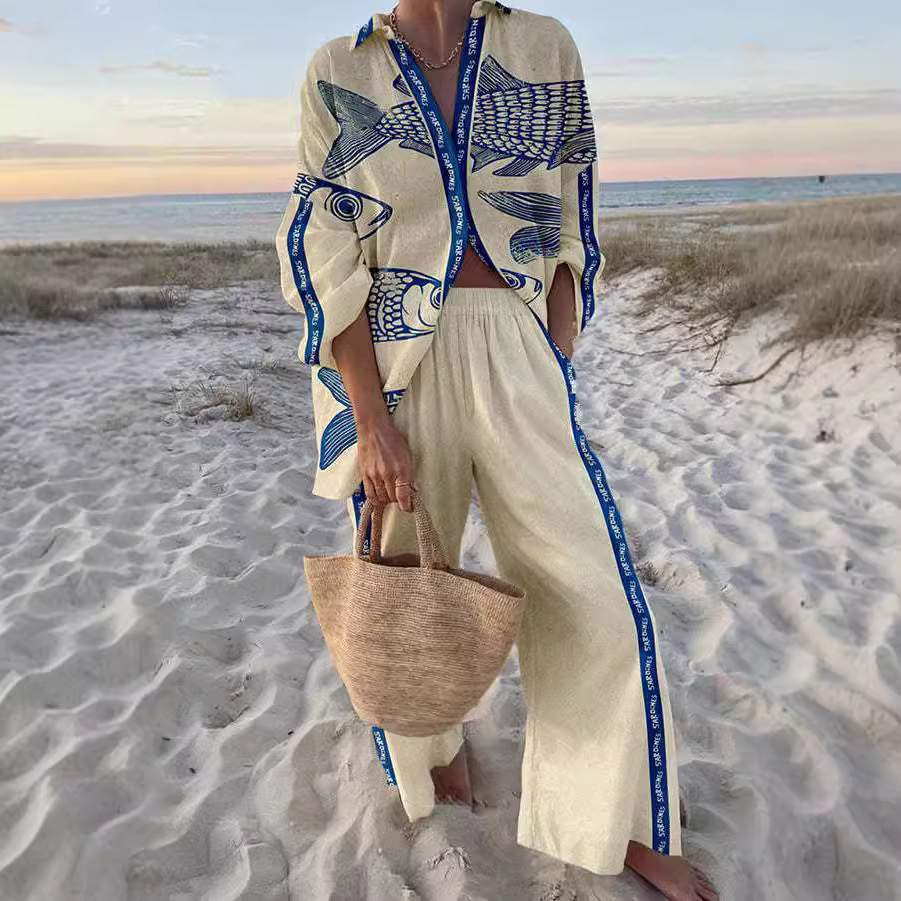 Marinella™ | Set di biancheria con stampa pesce azzurro
