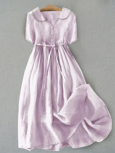 VIVIAN | Vestito Elegante in Cotone e Lino a Manica Media