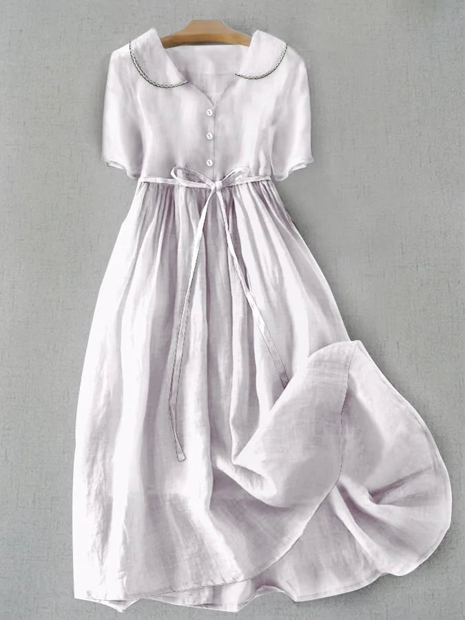 VIVIAN | Vestito Elegante in Cotone e Lino a Manica Media