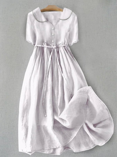 VIVIAN | Vestito Elegante in Cotone e Lino a Manica Media
