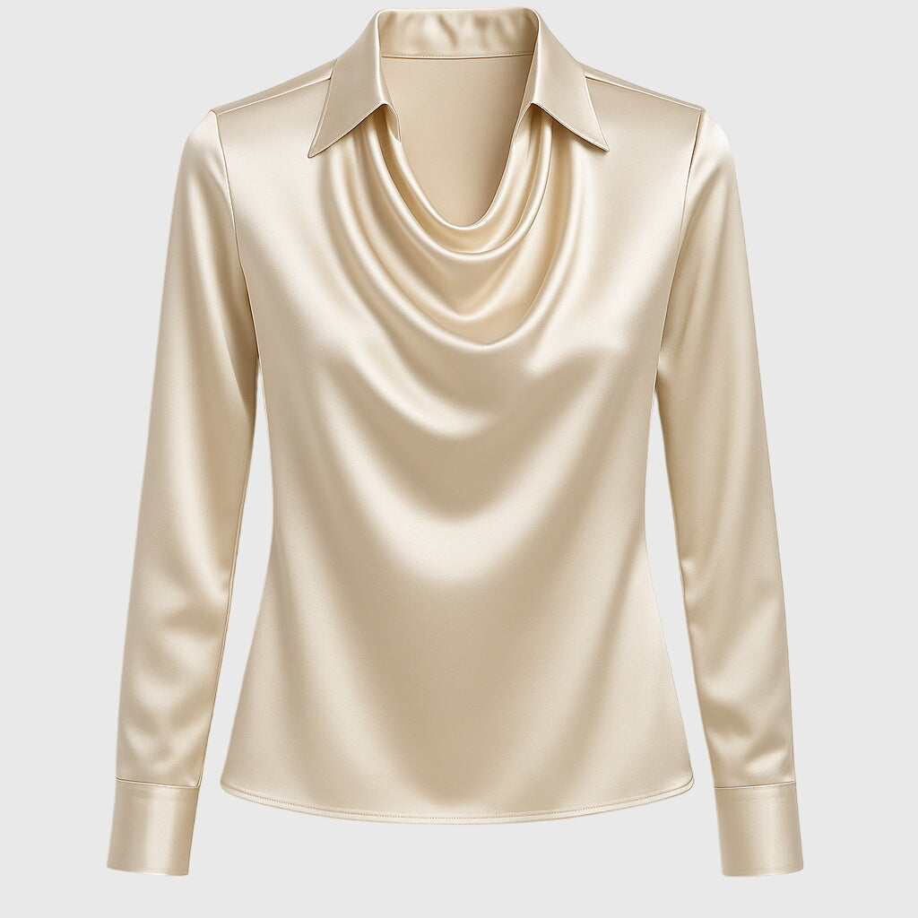 Sylvie | Blusa lucida con collo plissettato