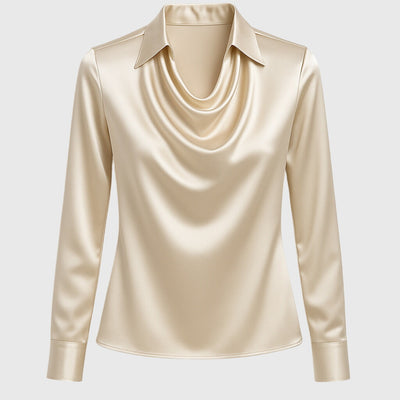 Sylvie | Blusa lucida con collo plissettato