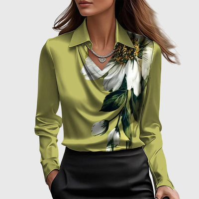 Sylvie | Blusa lucida con collo plissettato