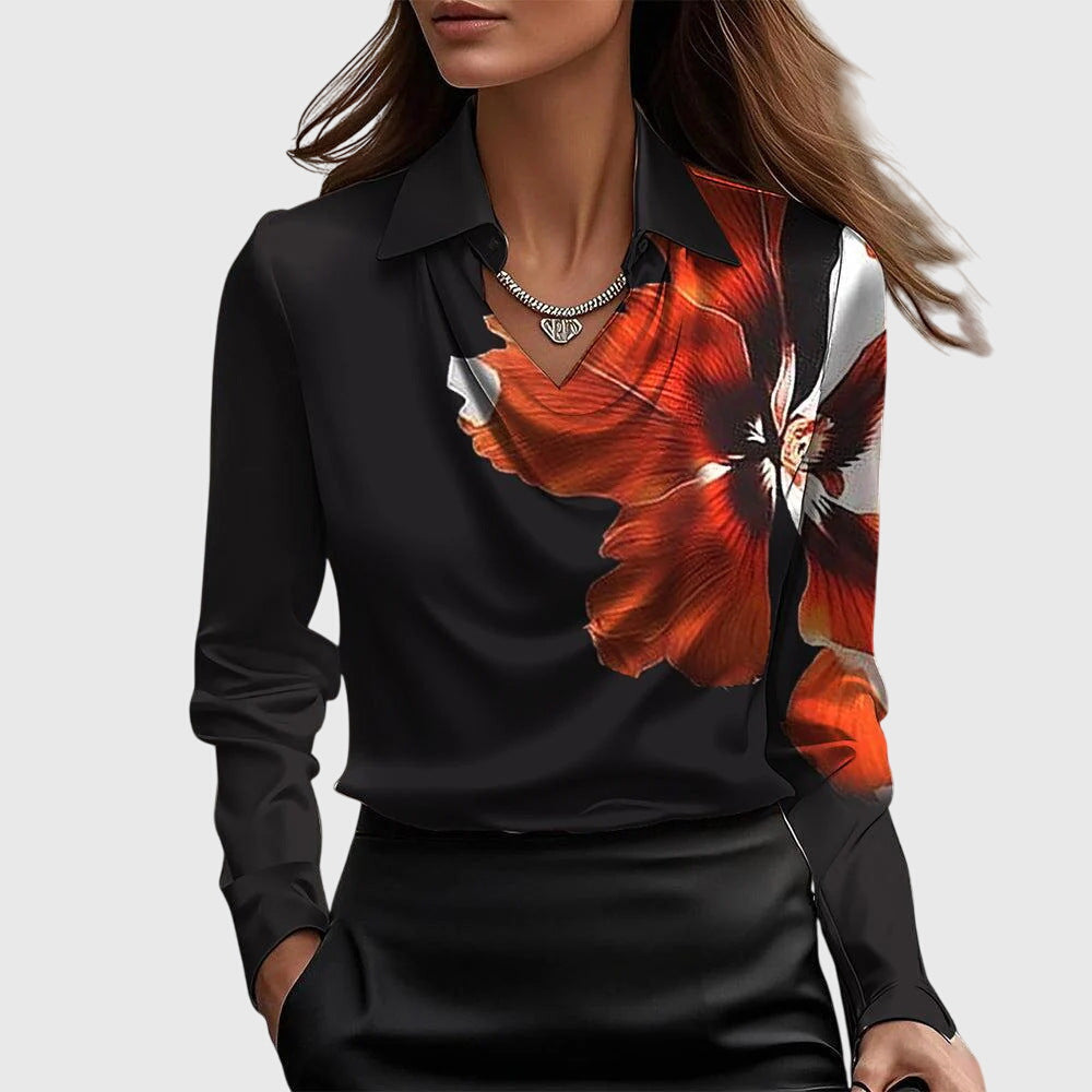 Sylvie | Blusa lucida con collo plissettato